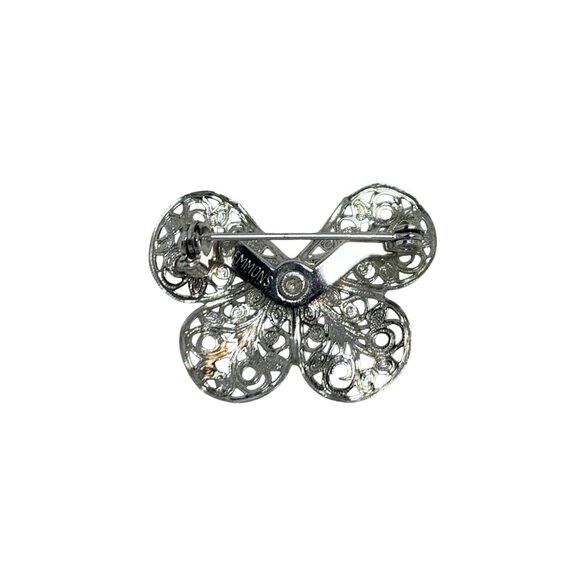 Vintage Emmons Silver Tone Filigree Butterfly Pin Signed (5574) - Picture 4 of 9